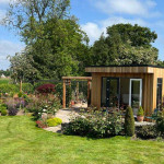 Close up view of modern looking garden in Angus