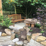 Stone retaining wall with integrated planting in Perth