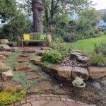 Stonework showcasing new garden design